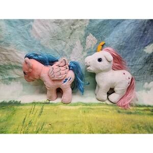 1984 MY LITTLE PONY MOONDANCER Unicorn & FIREFLY Pegasus Plush Hasbro Softies